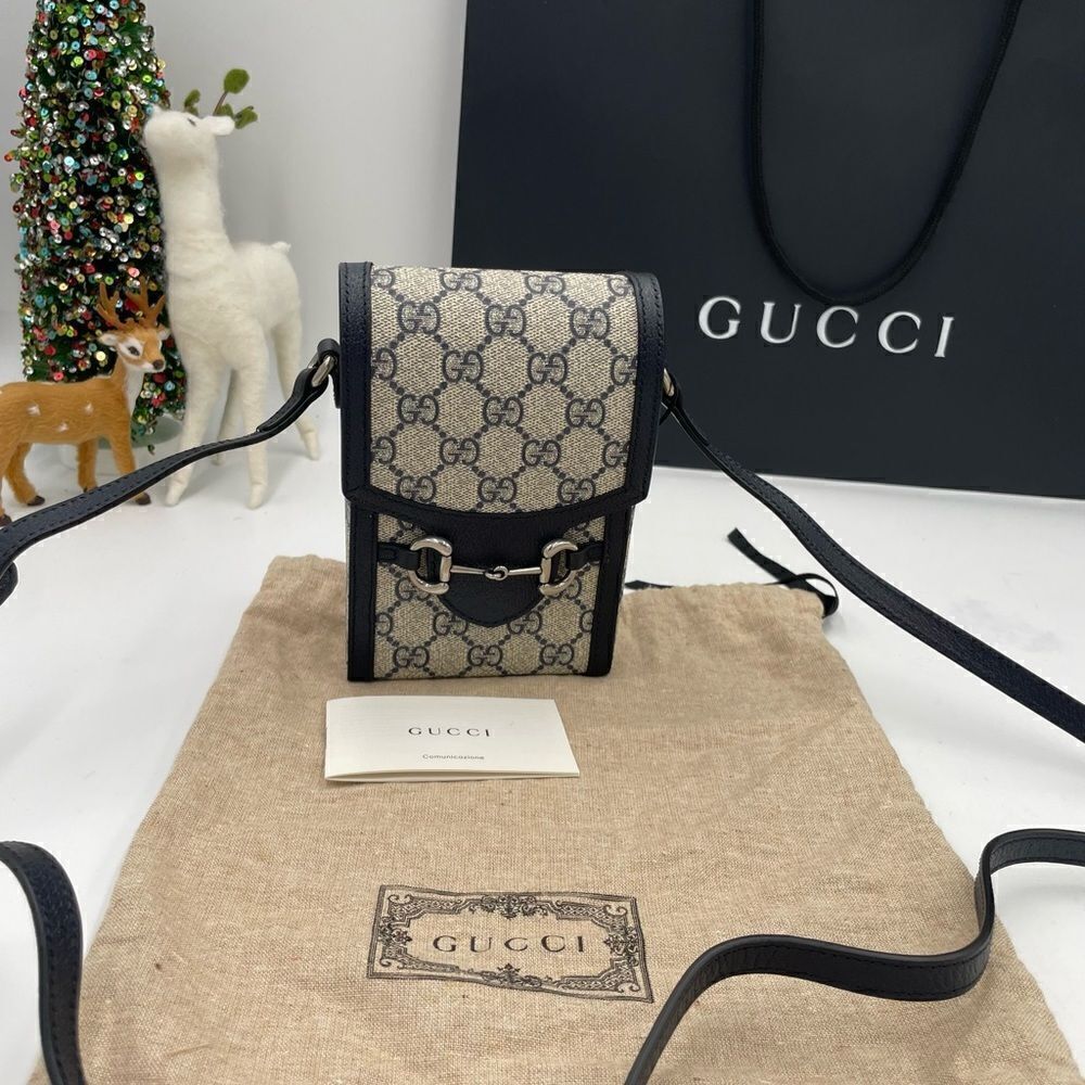 Women’s Gucci GG Supreme monogram horse bit 1955 shoulder bag made in Italy - Picture 4 of 11